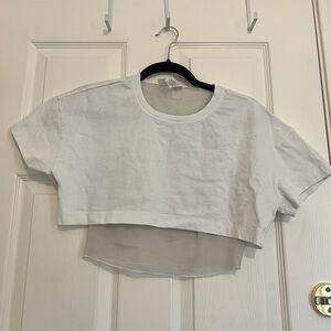 ALO Yoga White Sheer Hem Crop Top